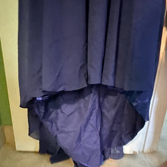 Navy Blue Rhinestone Long Halter Dress - Picture 3 of 6